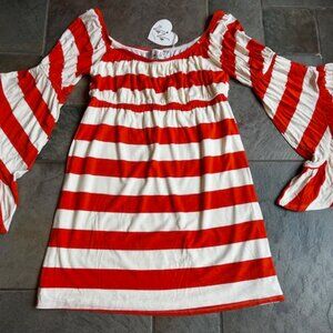 VaVa by Joy Han Bold Wide Stripes On/Off-the-Shoulder Dress Women's Size M (6-8)